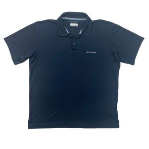 Columbia Polo Shirt Mens L Large Navy Blue Omni Shade Sun Protection Utilizer